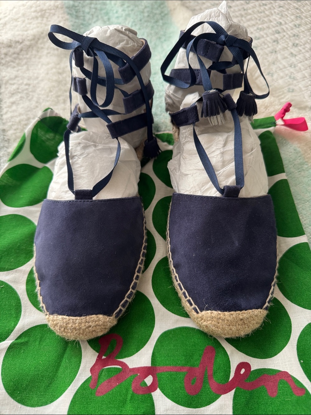 Boden Navy Suede Espadrille Lace Up